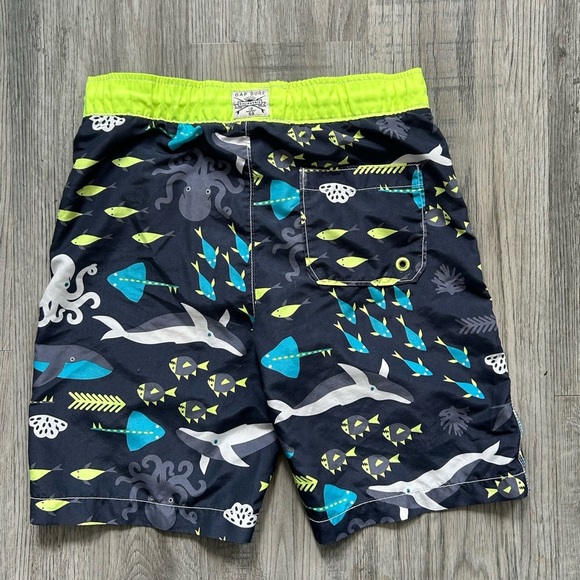 GAP Kids Boys  Neon Green and Navy Surf Shorts Sz 10 - Picture 3 of 12